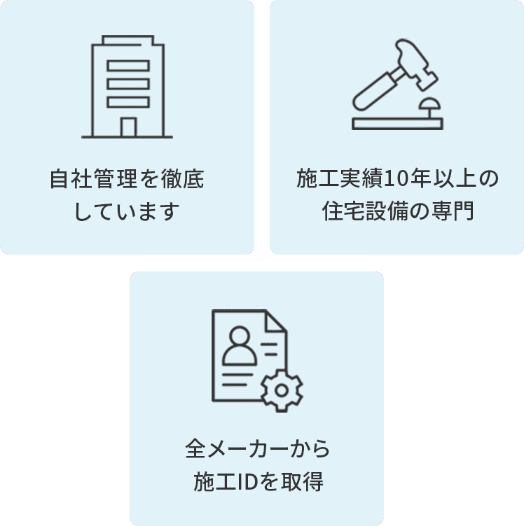 全て自社管理で質の高い工事を行います