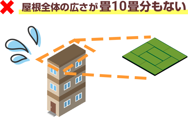 屋根全体の広さが畳10畳分もない